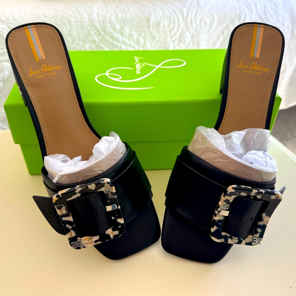NIB Sam Edelman Deacon slide sandal in black leather